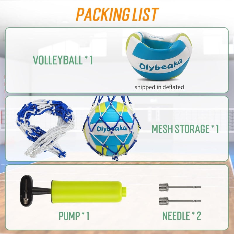 Olybeaka Official Size 5 PU Volleyball with Soft Touch for Indoor Outdoor, Waterproof & Durable Volleyball for Beach Park Games Gym Practice with Pump and Heavy Duty Mesh Bag - Image 4